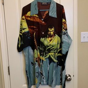 DFX Durable Fashion Xtreme Graphic Button Down Short Sleeve Shirt Size XXL